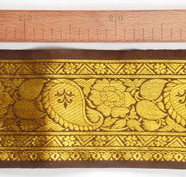 Vyšívaná stuha orienální vzor zlatá/hnědá