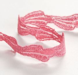 Krajka vsadka vyšívaná na tylu starorůžová