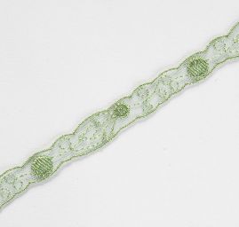 Krajka vsadka vyšívaná na tylu zelená