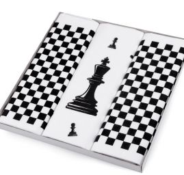 Kapesník bavlněný v dárkové krabičce šachy 3 ks