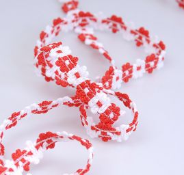 Galónové prámik biela / červená šírka 11 mm