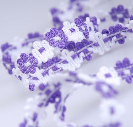 Galónové prámik biela / fialová šírka 11 mm