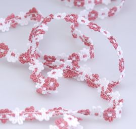 Galónové prámik biela / staroružová šírka 11 mm