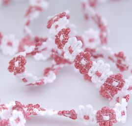 Galónové prámik biela / staroružová šírka 11 mm