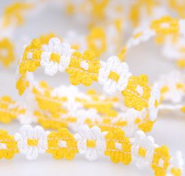 Galonový prýmek bílá/žlutá šíře 11 mm