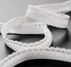 Krajková guma pruženka bílá jemný vzor
