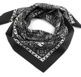 Bavlněný šátek paisley/kašmírový vzor 70×70 cm černý