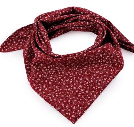 Bavlněný šátek drobné květy 65×65 cm červený tmavý
