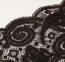 Pružná krajka lem tmavě hnědá