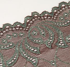 Pružná krajka lem pastel zelená/hnědá