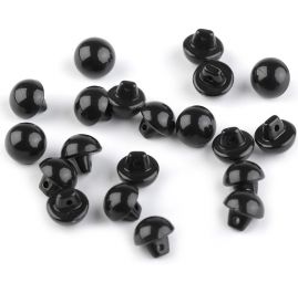 Knoflík půlkulatý oči černý s krčkem plast 15"