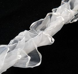 Organzová stuha volánková pružná slonová kost