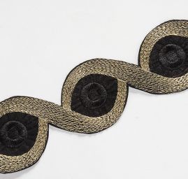 Krajková oděvní porta nažehlovací černá/zlatá