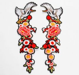 Květinová aplikace zažehlovací párová květy/volavka