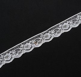 Krajka lem bílostříbrná květinový vzor
