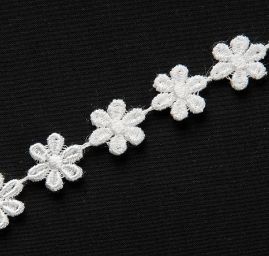 Krajkový oděvní prýmek květy bílý