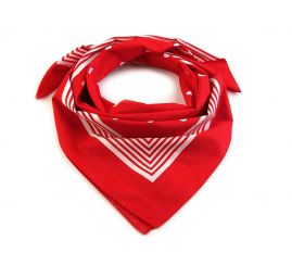 Bavlněný šátek vzor proužek puntík 70x70cm červený