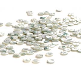 Knoflík perleťový dvoudírkový azurový malý 14"