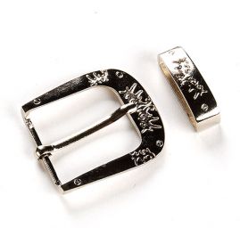 Spona opasková kov zaoblená zdobená 38mm