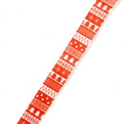 Stuha atlasová vánoční motiv červenobílá