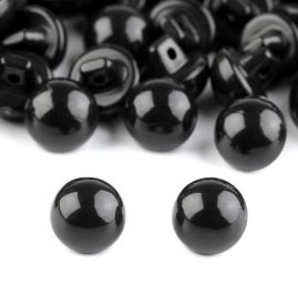 Knoflík půlkulatý černý s krčkem plast/oči 15"