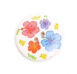 Gombík drevený tlač farebných kvetov