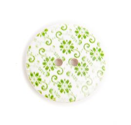 Gombík drevený tlač zelených kvetov