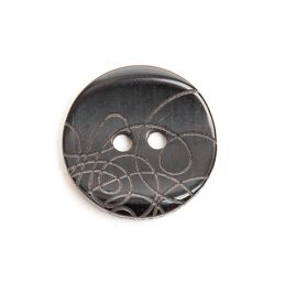 Gombík plastový dvojdierkové čierny zdobný malý