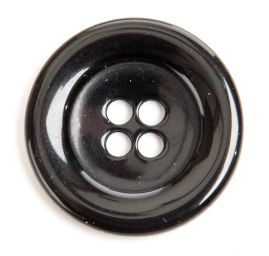 Gombík plastový čtyřdírkový čierny lem