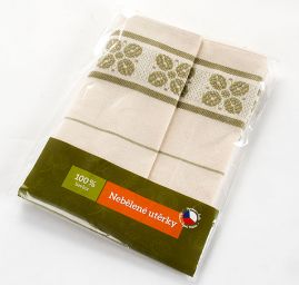 Kuchyňské utěrky krémová/olivová 2 ks