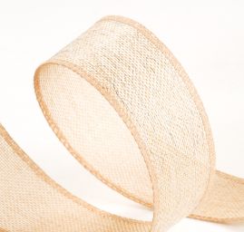 Stuha jutová přírodní šíře 5cm se stříbrnou nitkou