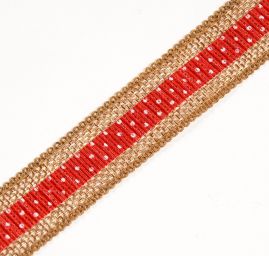 Stuha jutová přírodní/červený puntík
