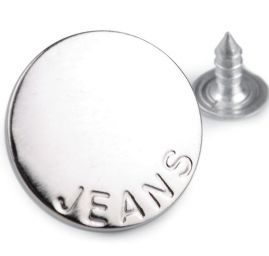 Knoflík riflový velikost 32" nikl vzor Jeans