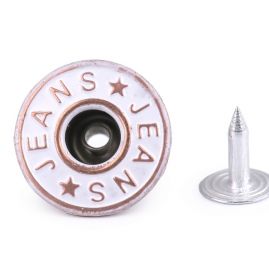 Knoflík riflový velikost 26" výkyvný JEANS bílý