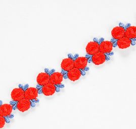 Krajka lemovací oboustranná květy červené