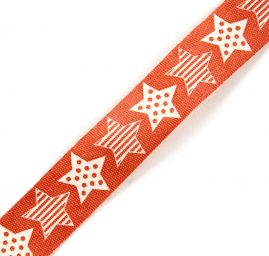 Stuha bavlněná vánoční vzor hvězdičky