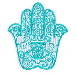 Nažehlovačka ruka s okem tyrkysovobílá