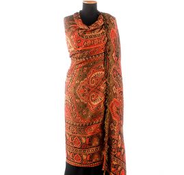Maxi šála pléd paisley vzor skořicověhnědý