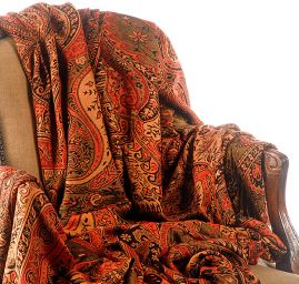 Maxi šála pléd paisley vzor skořicověhnědý