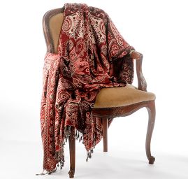 Maxi šála pléd paisley vzor hnědobéžový