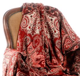 Maxi šála pléd paisley vzor hnědobéžový