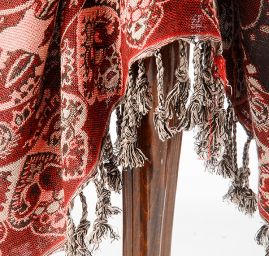 Maxi šála pléd paisley vzor hnědobéžový