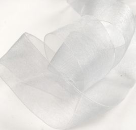 Stuha organzová průsvitná šíře 4cm sv.šedá