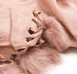 Šál zmes kašmír / hodváb s brmbolcami hnedosivá