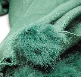 Šál zmes kašmír / hodváb s brmbolcami zelená