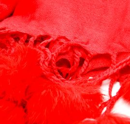 Šál zmes kašmír / hodváb s brmbolcami červená