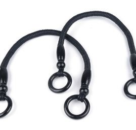 Ucha na tašky točená šňůra korálky černá