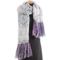 Šála pléd maxi šál bílá-fialová