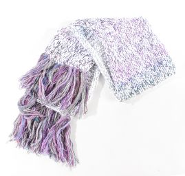 Šála pléd maxi šál bílá-fialová