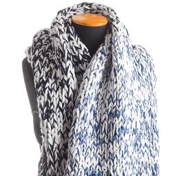 Šála pléd maxi šál bílá/modrá